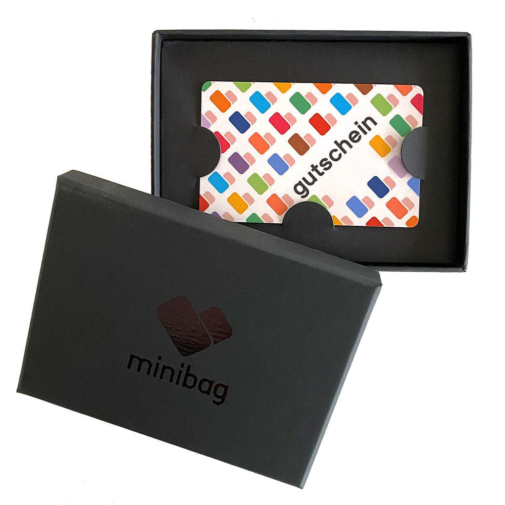 minibag Gutschein, Geschenkgutschein, Taschengutschein, Gift card, minibag Giftcard, minibag