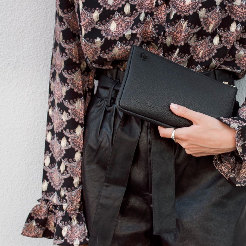 minibag black, schwarze Ledertasche, schwarze Clutch, Geldtasche zum Umhängen, minibag schwarz, kleine Tasche, kleine schwarze Tasche zum Umhängen, Handytasche zum Umhängen, Handytasche mit Geldbörse