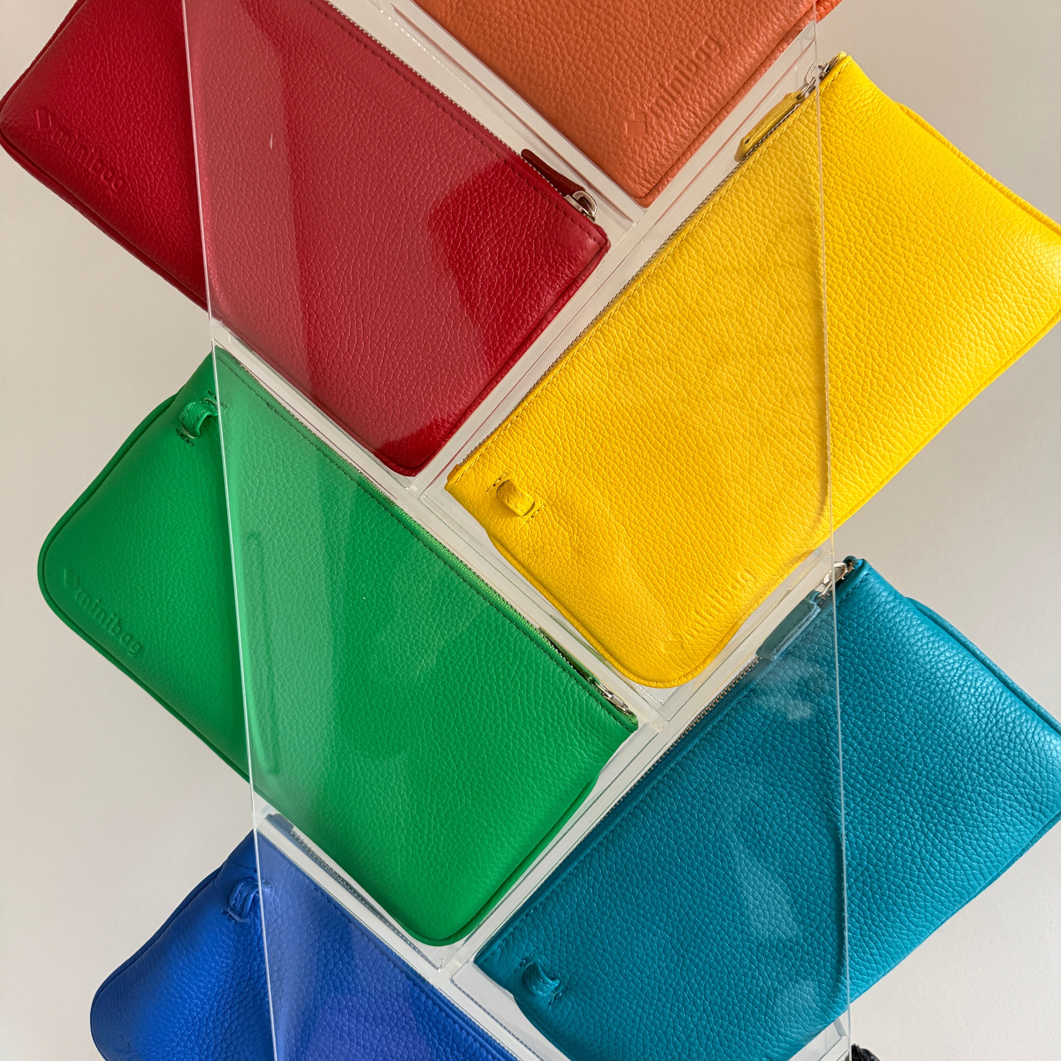 kleine grüne Tasche aus Leder, grüne Ledertasche, Zitrus Tasche, bunte Taschen, bunte Ledertaschen, Handytasche bunt, Handytasche farbig, F