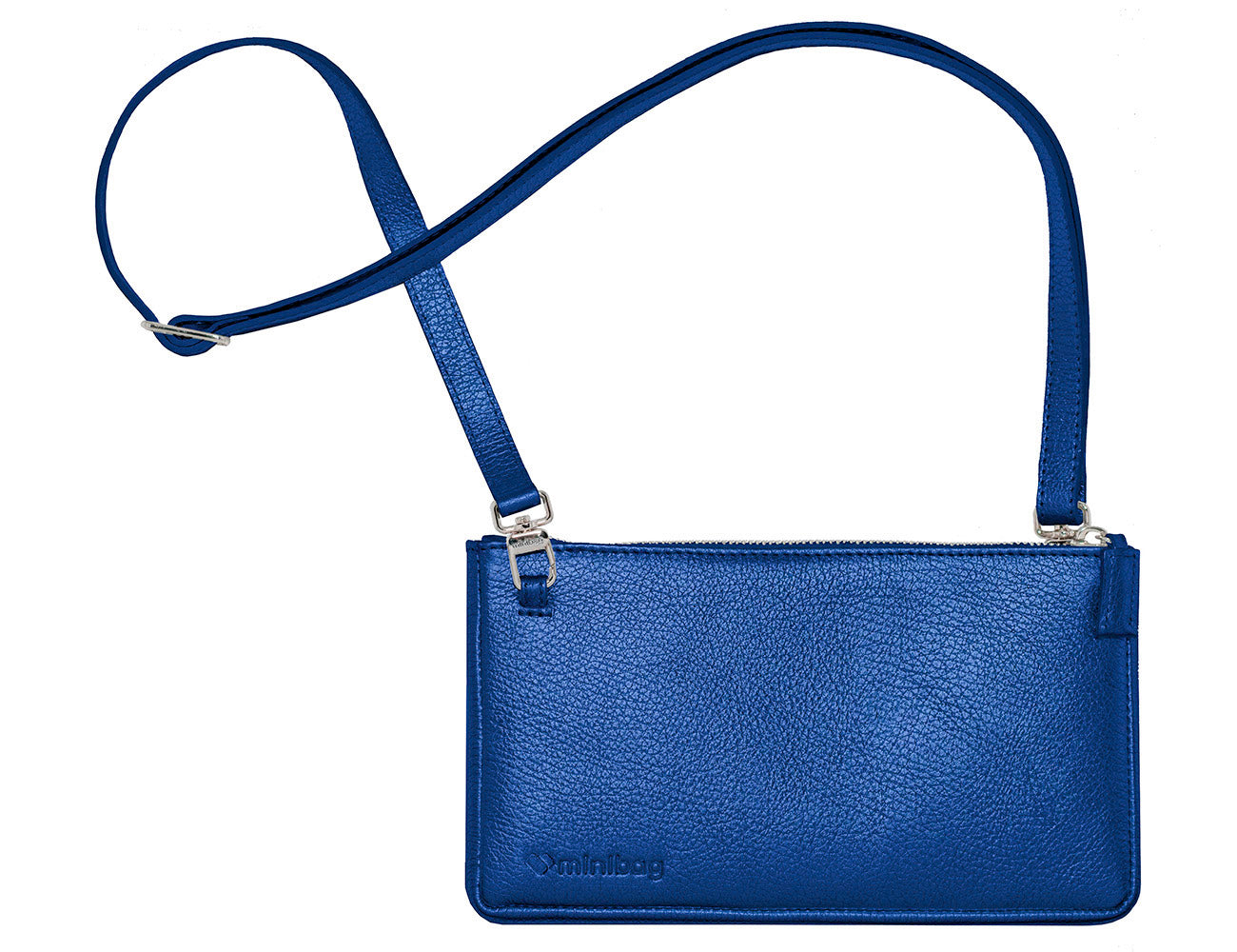 metallic blaue Minitasche, mini bag metallblau