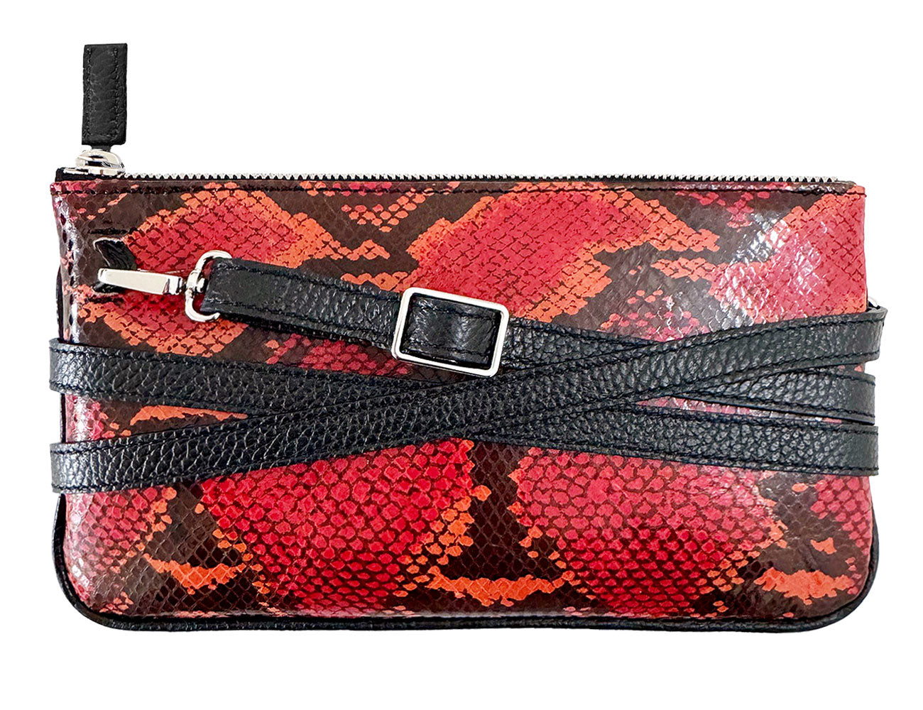 minibag snake, Ledertasche mit Schlangenmuster, Clutch mit Schlangenmuster, kleine Tasche mit Schlangenleder, Schlangenledertasche