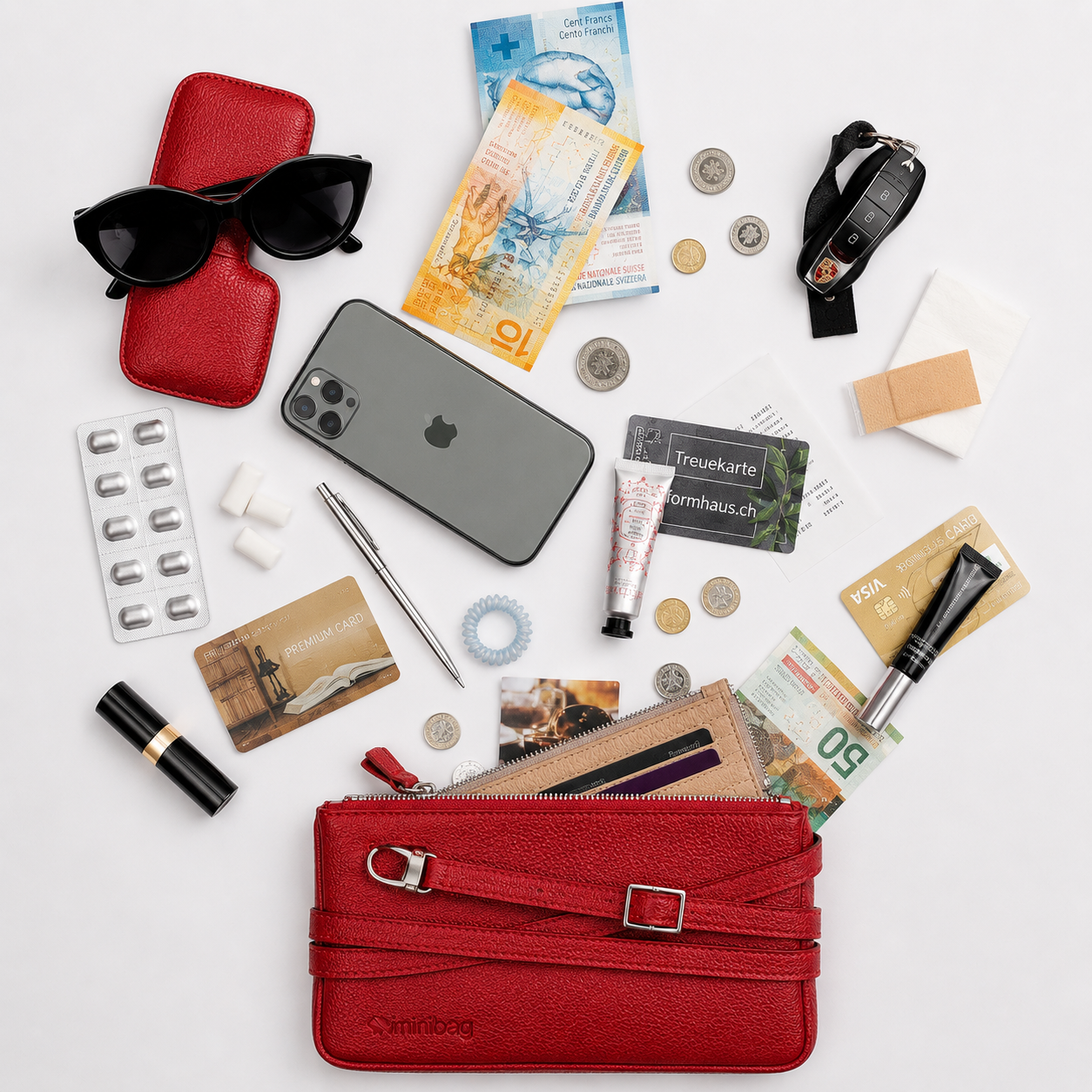 minibag rot Fullbundle + gratis Schlüsselanhänger