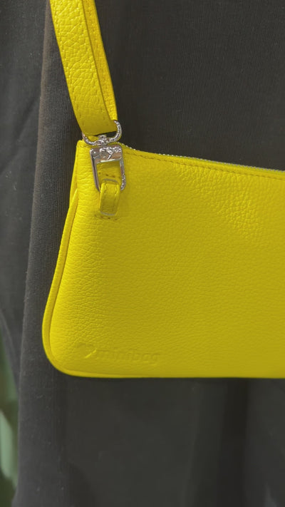 kleine gelbe Tasche aus Leder, gelbe Ledertasche, Zitrus Tasche