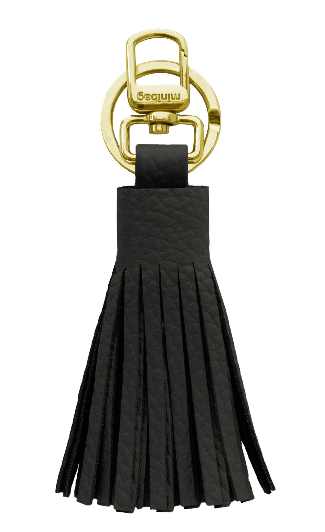 minibag Quaste schwarz gold, Lederquaste schwarz, Schlüsselanhänger schwarz, Quaste Goldmetall