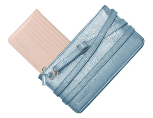 minibag metallic ice, Ledertasche eisblau, Clutch eisblau, minibag wallet nude, Ledergurt eisblau