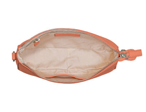 minibag Ledertasche Clutch Kate in der Farbe salmon Innenleben ohne Gurt