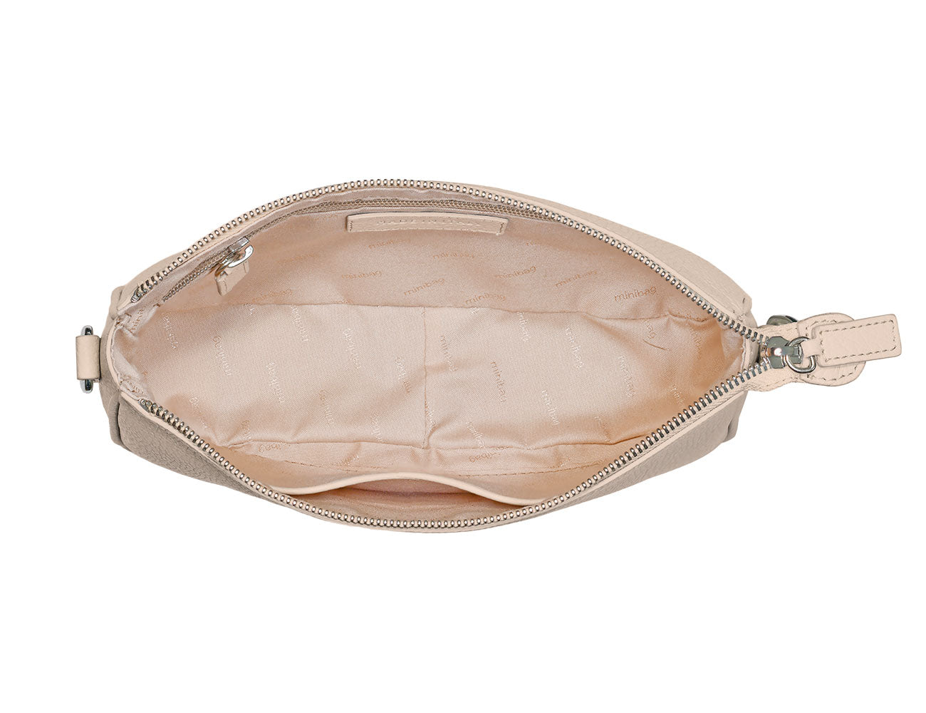 minibag Ledertasche Kate in der Farbe nude Innenleben