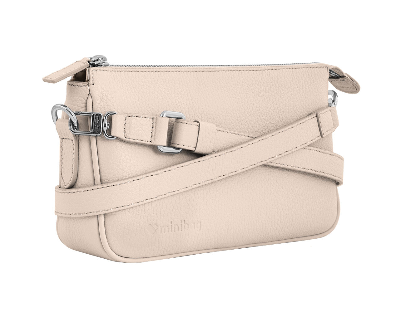 minibag Clutch Kate in der Farbe nude, Ledertasche, Umhängetasche kleine Ledertasche,