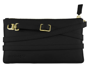 minibag black Edition GOLD, schwarze Ledertasche, Vorderansicht minibag, minibag schwarz
