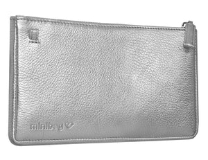 minibag metallic silver, Ledertasche silver, Clutch silver, Geldtasche zum Umhängen, minibag silver