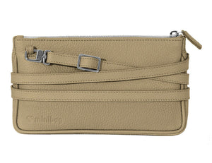 minibag PLUS in cappucino, Ledertasche braun, Clutch braun, minibag PLUS Vorderansicht
