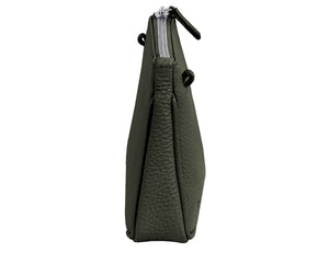 minibag PLUS in forest, Ledertasche dunkelgrün, Clutch dunkelgrün, minibag PLUS Seitenansicht